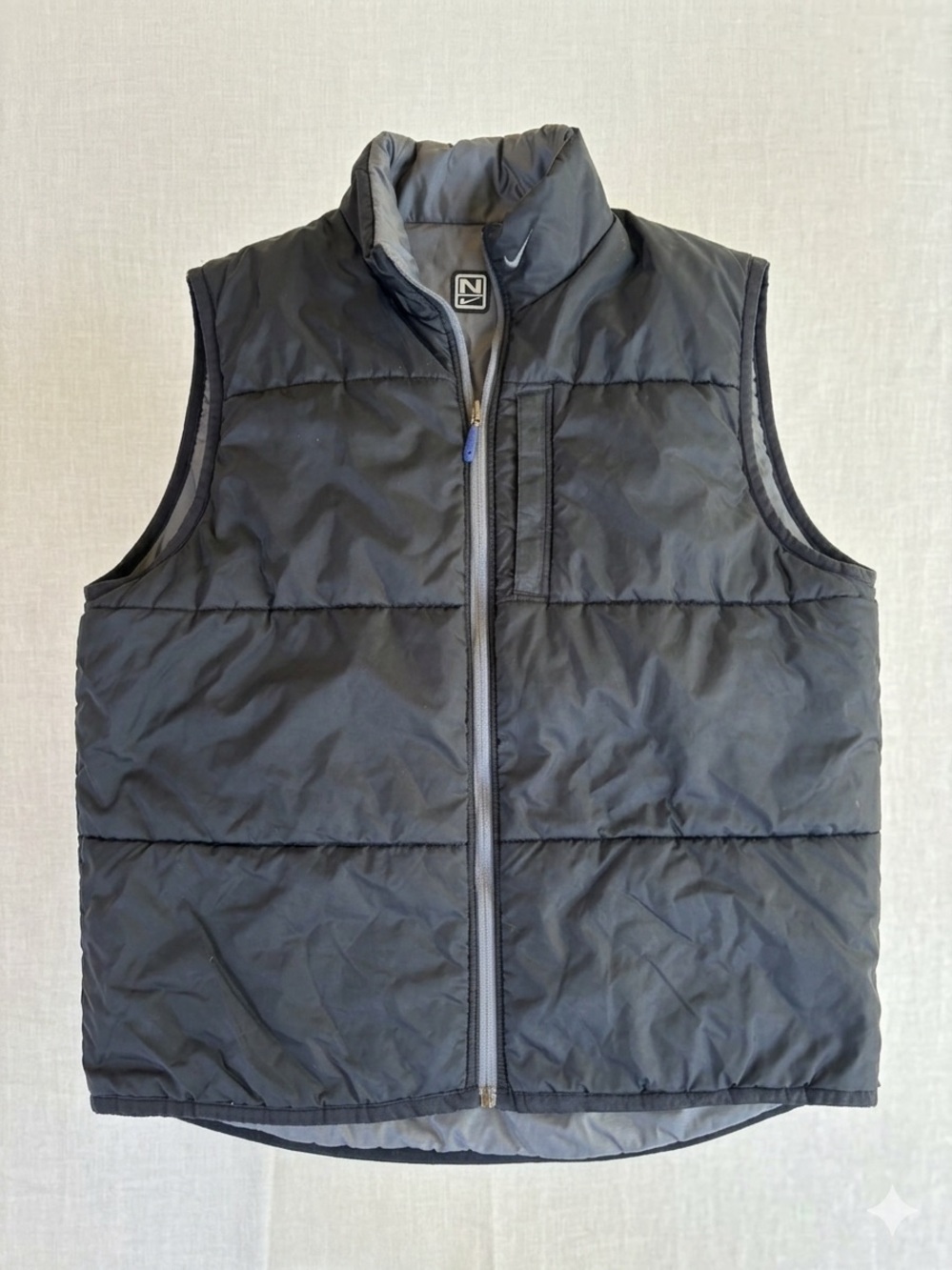 Vintage‎ 90s Nike Reversible Puffer Vest Black/Grey Men’s Large